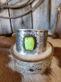 Silver Cuff Bracelet with Green Stone