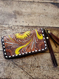 Sunflower Tooled Leather Wallet