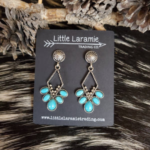 Turquoise and Silver Mini Diamond Earrings