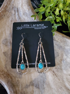 Silver Teardrop Earrings with Turqoise Stone