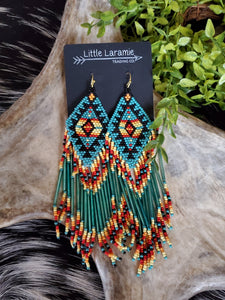 Beaded Dangle Statement Earrings