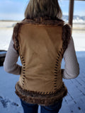 Suede Fur-Trimmed Vest