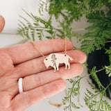 Indian Paintbrush Bison Necklace, Wyoming Flower, Buffalo
