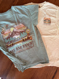 Ladies Mountain Floral Vee Bar Short Sleeve Tee