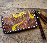 Sunflower Tooled Leather Wallet