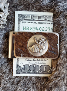 Moose Antler Money Clip with Moose Inlay