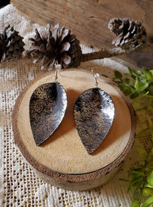 Demi Black Pinched Leather Earring