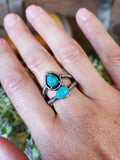Dainty Turquoise Double Teardrop Ring