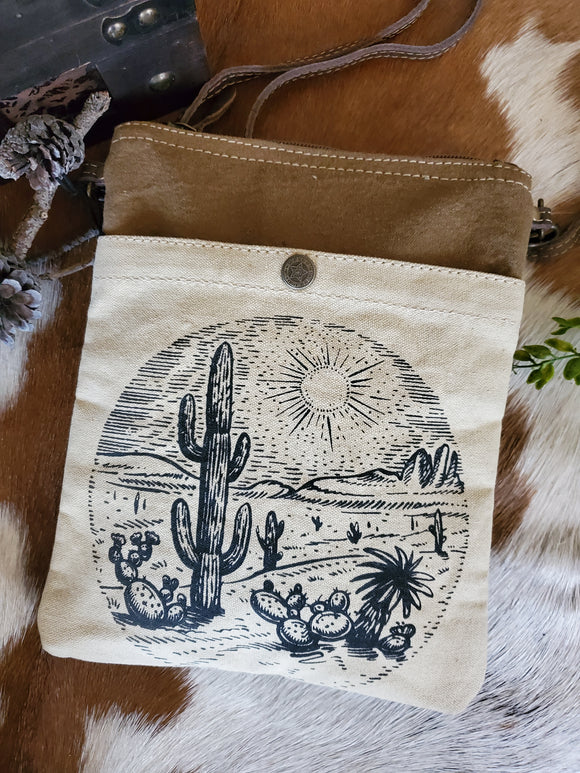 Canvas Cactus Crossbody Bag