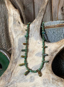 Natural Turquoise Slab and Chip Collar Necklace