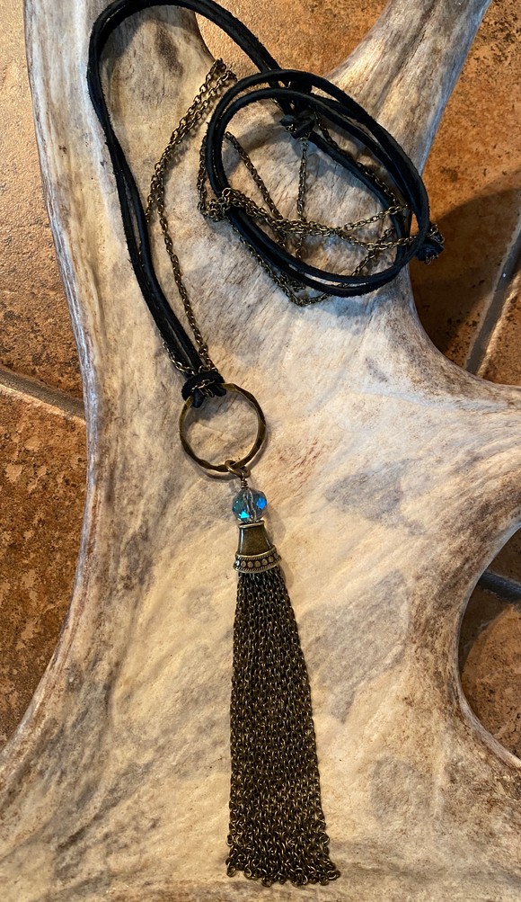 Black Chain Tassel Long Necklace