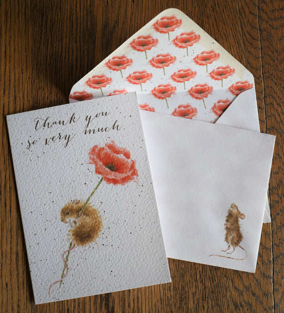 Set of 8 Thank You Cards: Mouse & Poppy