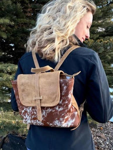 Leather Flap Hairon Backpack