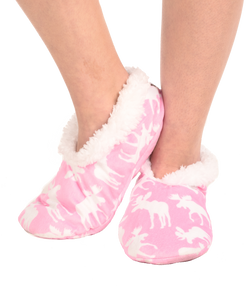 Pink Moose Fuzzy Feet Slippers