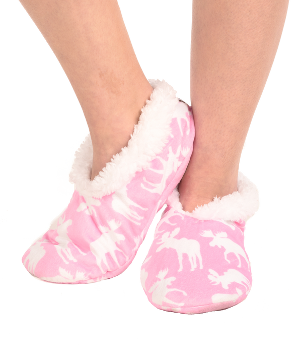 Pink Moose Fuzzy Feet Slippers